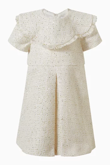 فستان مزين بشرّابات تويد