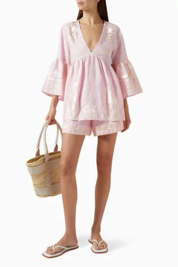 Embroidered Gathered Top