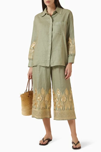 Embroidered Crop Pants