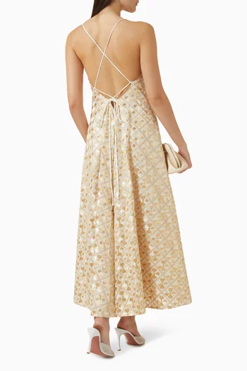 Embroidered Open-back Dress