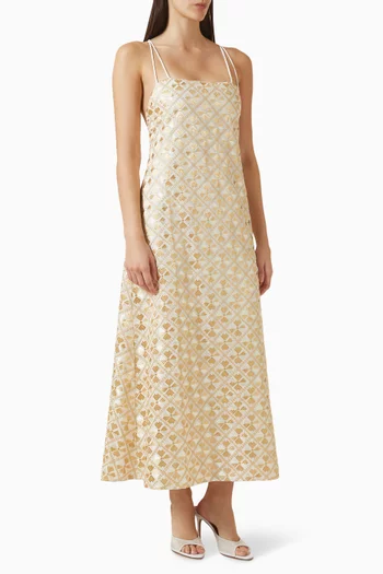 Embroidered Open-back Dress