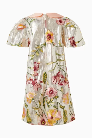 Floral-print Sequin-embellished Maxi Dress