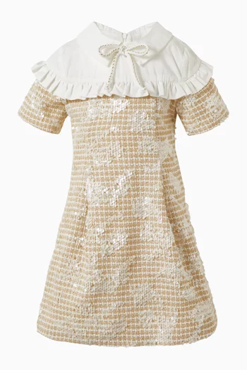 Sequin-embellished Maxi Dress in Tweed