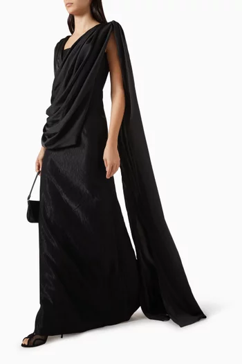 Yen Ly Maxi Dress in Ribbed Cotton & Satin