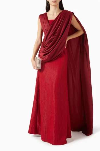 Yen Ly Maxi Dress in Ribbed Cotton & Satin