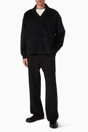 بنطال صوف بوجهين وقصة مستقيمة