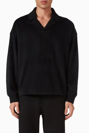 سترة بولو مزيج صوف بصف أزرار