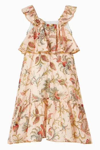 فستان كشكش مزين بنقشة