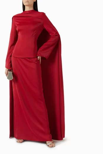 طقم فستان وكاب ستان