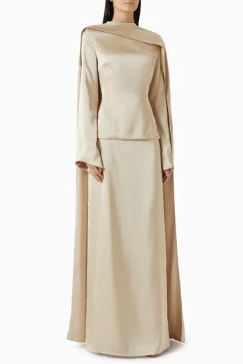 طقم فستان وكاب ستان