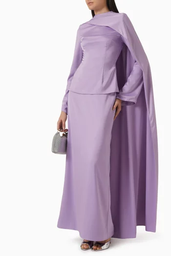 طقم فستان وكاب ستان