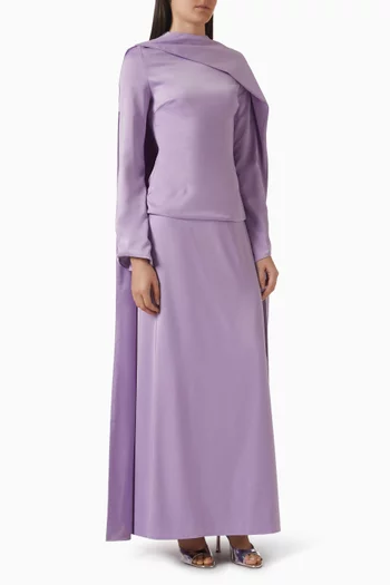 طقم فستان وكاب ستان