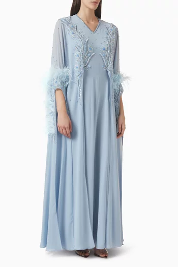 Feather-trim Kaftan