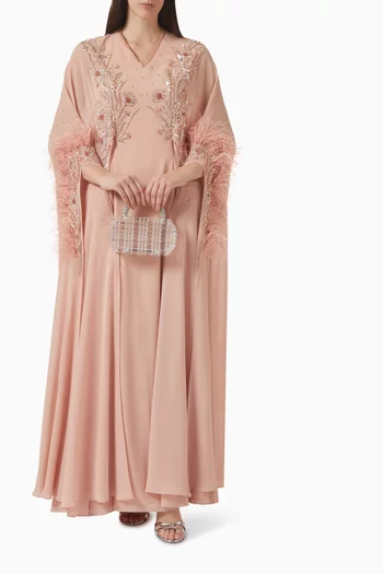 Feather-trim Kaftan