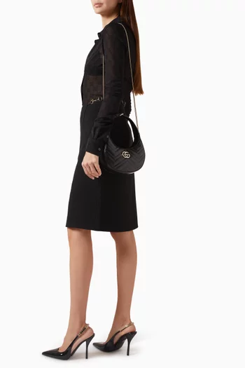 Small GG Marmont Shoulder Bag in Chevron Leather