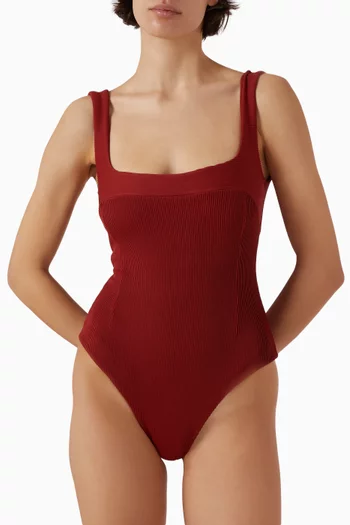 Gabi Ribbed One-piece Swimsuit in Lycra