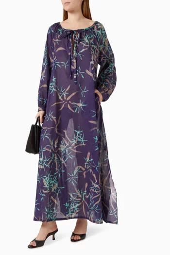 فستان باروس مزين بنقشة قطن فوال