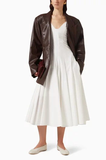 Kasos Double-breasted Oversized Blazer in Faux-leather