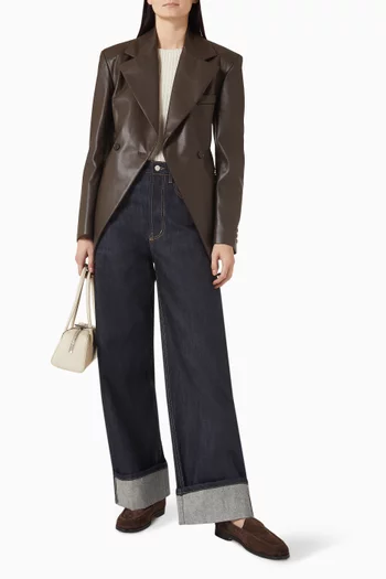 Nangy Cinched Blazer in Faux-leather