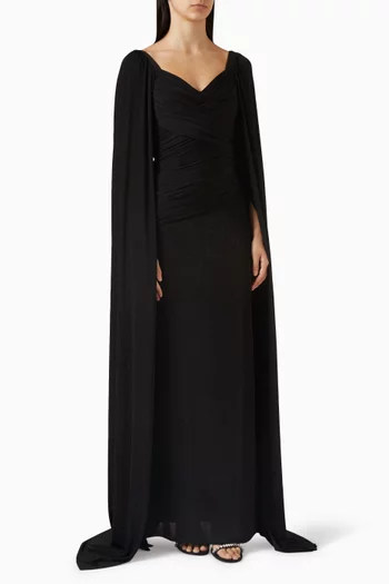 Ruched Cape Gown