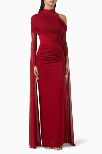 Ruched Cape Gown