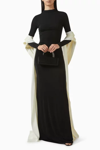 High-neck Shawl Dress