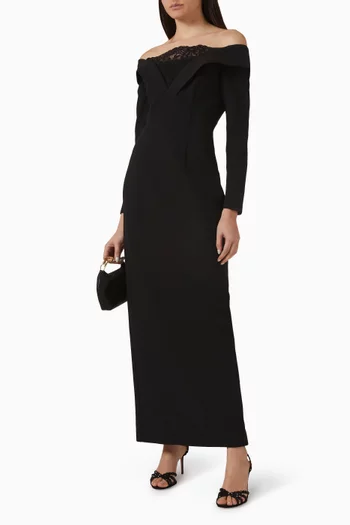 Lace Off-shoulder Maxi Dress