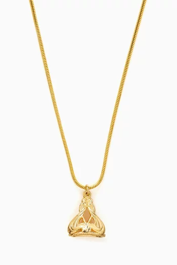 1990s Vintage Victorian Revival Fob Necklace in Gold-plated Metal