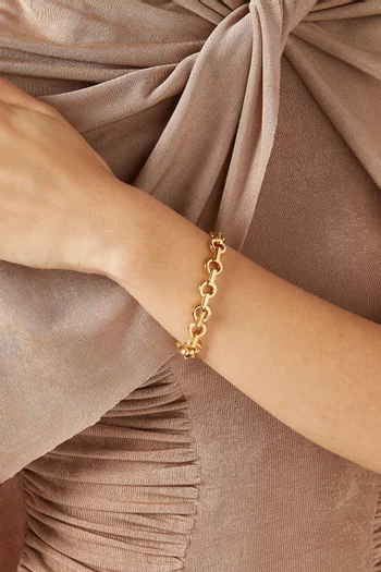 سوار بتصميم سلسلة بحلقات فينتج من الثمانينيات معدن مطلي بلون ذهبي