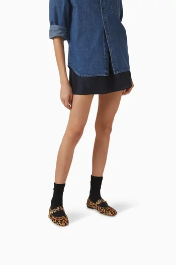 Uma Eyelet Ballet Flats in Leopard Pony Hair