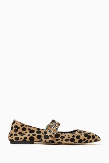Uma Eyelet Ballet Flats in Leopard Pony Hair