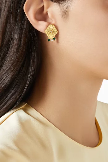 Kenza Hexa Earrings in Gold-plated Metal