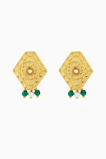 Kenza Hexa Earrings in Gold-plated Metal