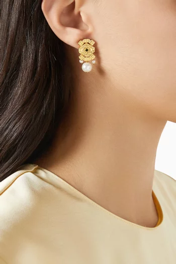 Kenza Pearl Drop Earrings in Gold-plated Metal