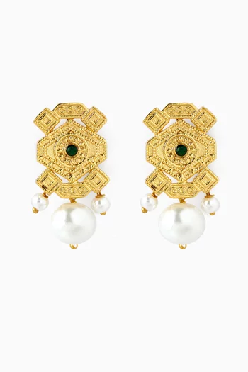 Kenza Pearl Drop Earrings in Gold-plated Metal