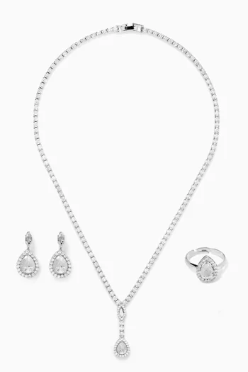 Nova 3-piece Necklace Set in Rhodium-plated Brass