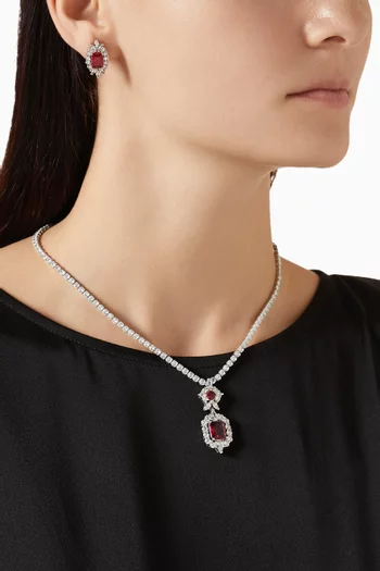 Amaris Necklace & Earrings Set in Rhodium-plated Brass