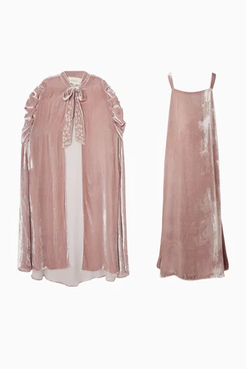 Embroidered Cape Coat in Velvet