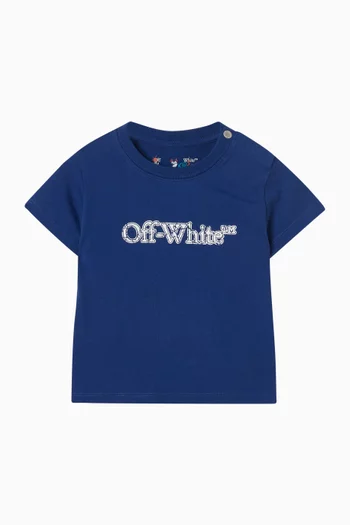 تي شيرت بوكيش بشعار الماركة بتصميم متشقق قطن