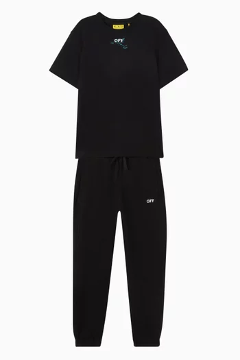 تي شيرت بطبعة شعار الماركة بطلاء متناثر وخطوط مائلة قطن