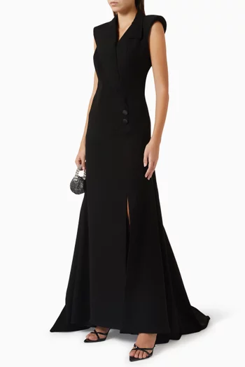 فستان طويل بلا أكمام كريب