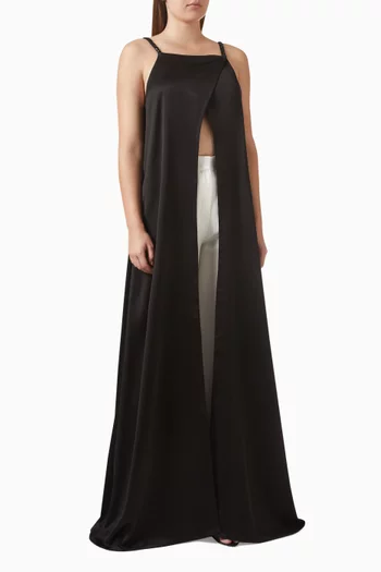 طقم بلوزة طويلة وبنطال ستان وكريب