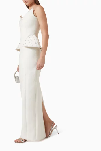 فستان بلا حمالات كريب