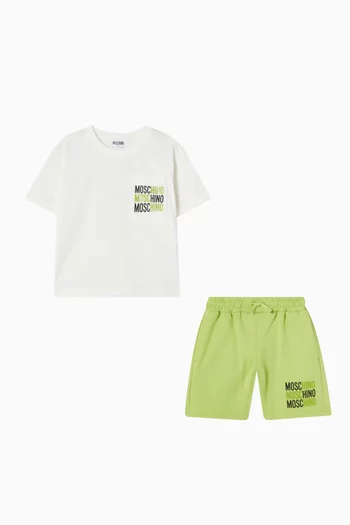 Logo T-shirt & Shorts Set in Cotton