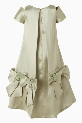 فستان متوسط الطول بعقدة بارزة ستان