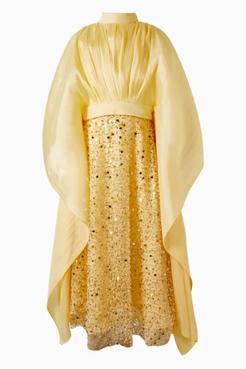 فستان طويل بترتر وتصميم كاب