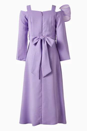 فستان طويل بزهور بارزة