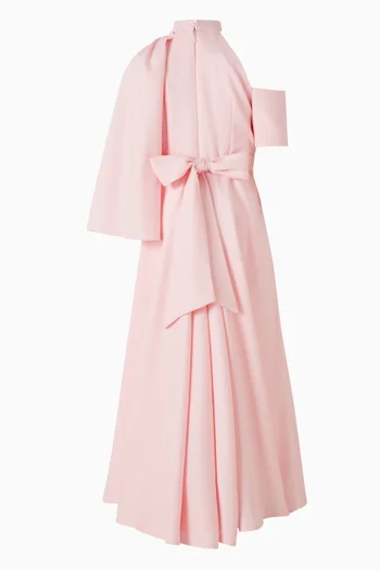 فستان طويل بحافة واسعة وحزام