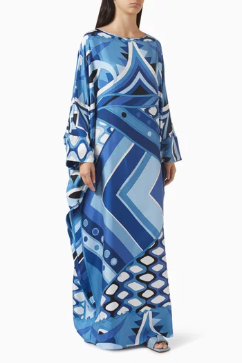 Vivara-print Maxi Dress in Silk Twill