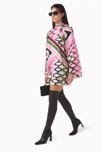 Printed Mini Dress in Silk Satin